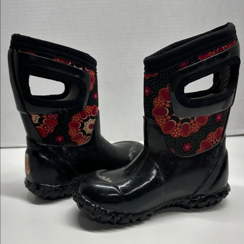 Bogs Boots Snow Rain Waterproof Insulated Pull On Black Kids Infants Size 7